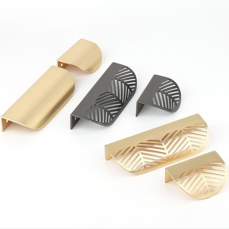 Furniture Hardware Gold - Ручка в форме листа, золотые матовые