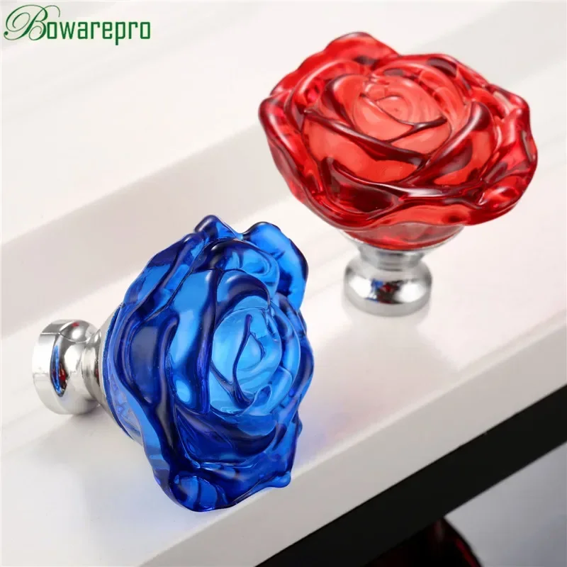 Furniture Hardware Knobs - Bowarepro 50 мм хрустальная розовая стеклянная