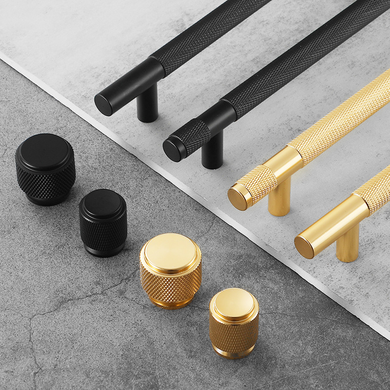 Furniture Hardware Gold - Черное золото с накаткой, ручки для