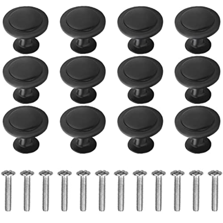 Cabinet Knob Round - Набор из 12 черных круглых ручек